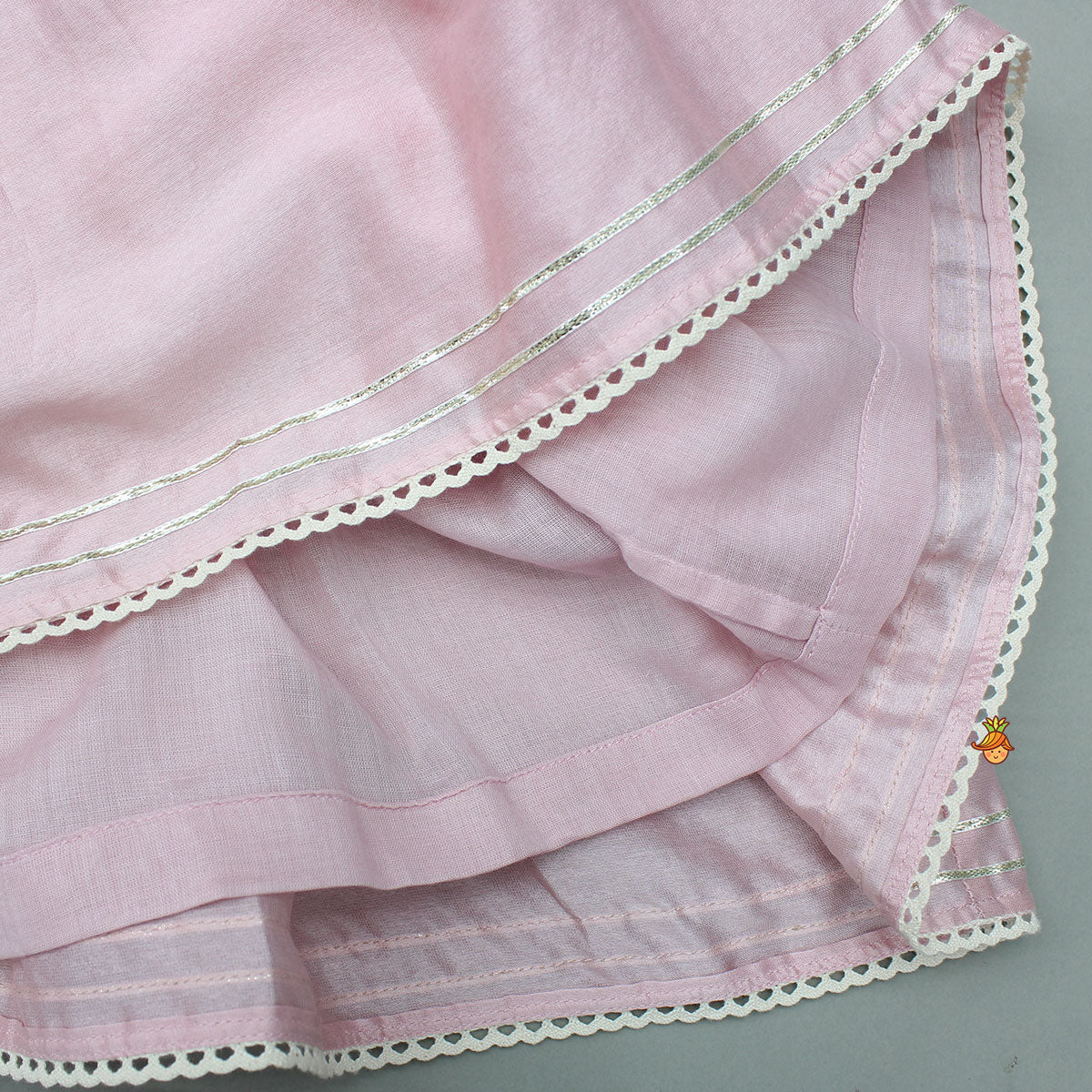 Thread Embroidered Pink Silk Kurti And Pant - Image 5