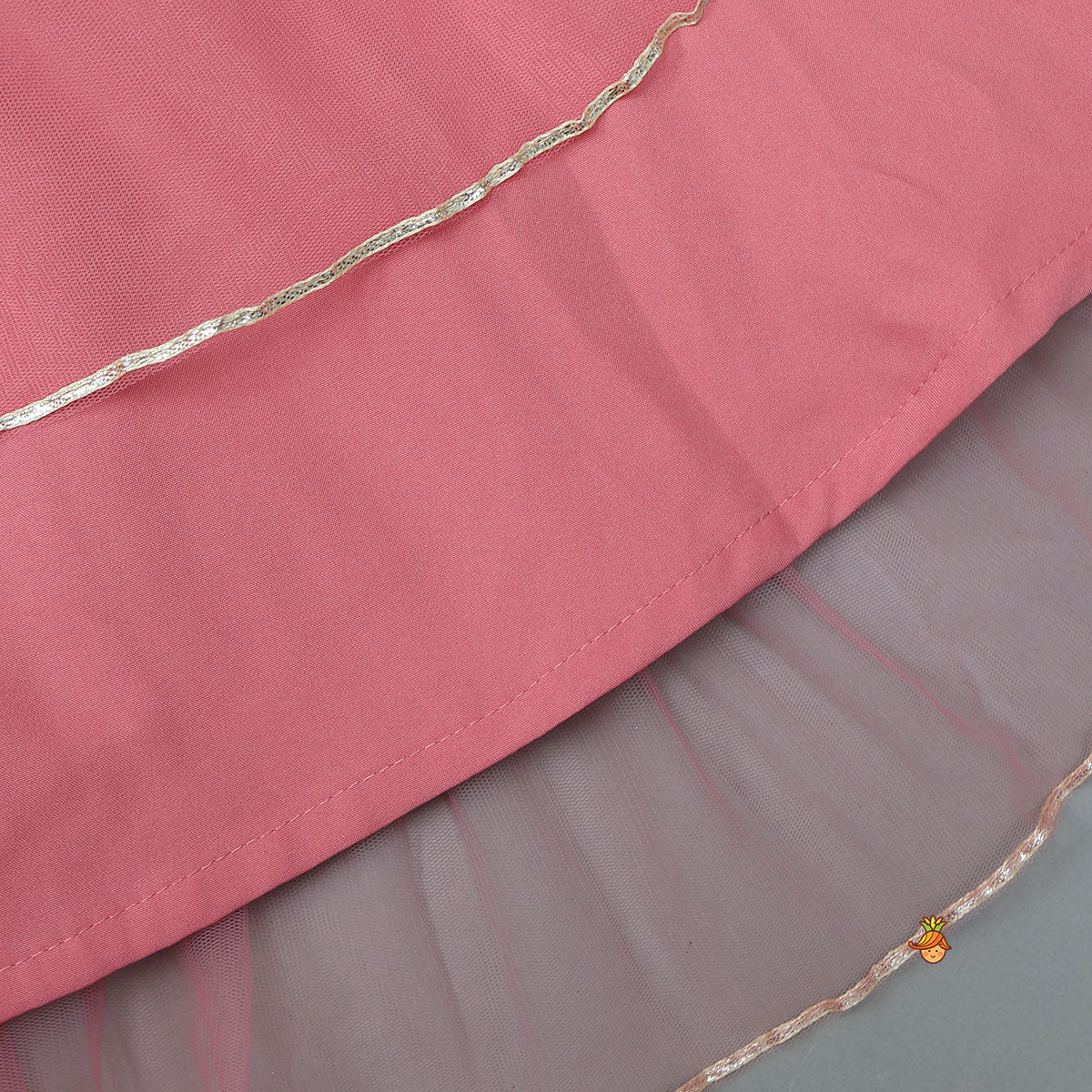 Thread Embroidered Top And Net Lehenga With Matching Dupatta - Image 7