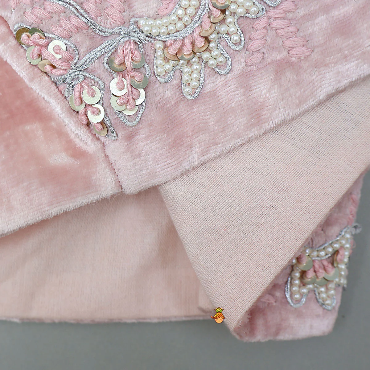 Thread Embroidered Velvet Top And Lehenga - Image 5
