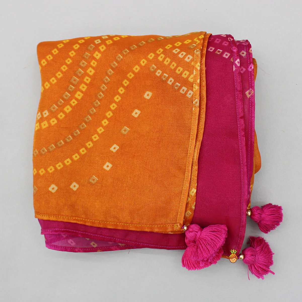 Tissue Flowy Bandhani Top With Lehenga And Dupatta - Image 8