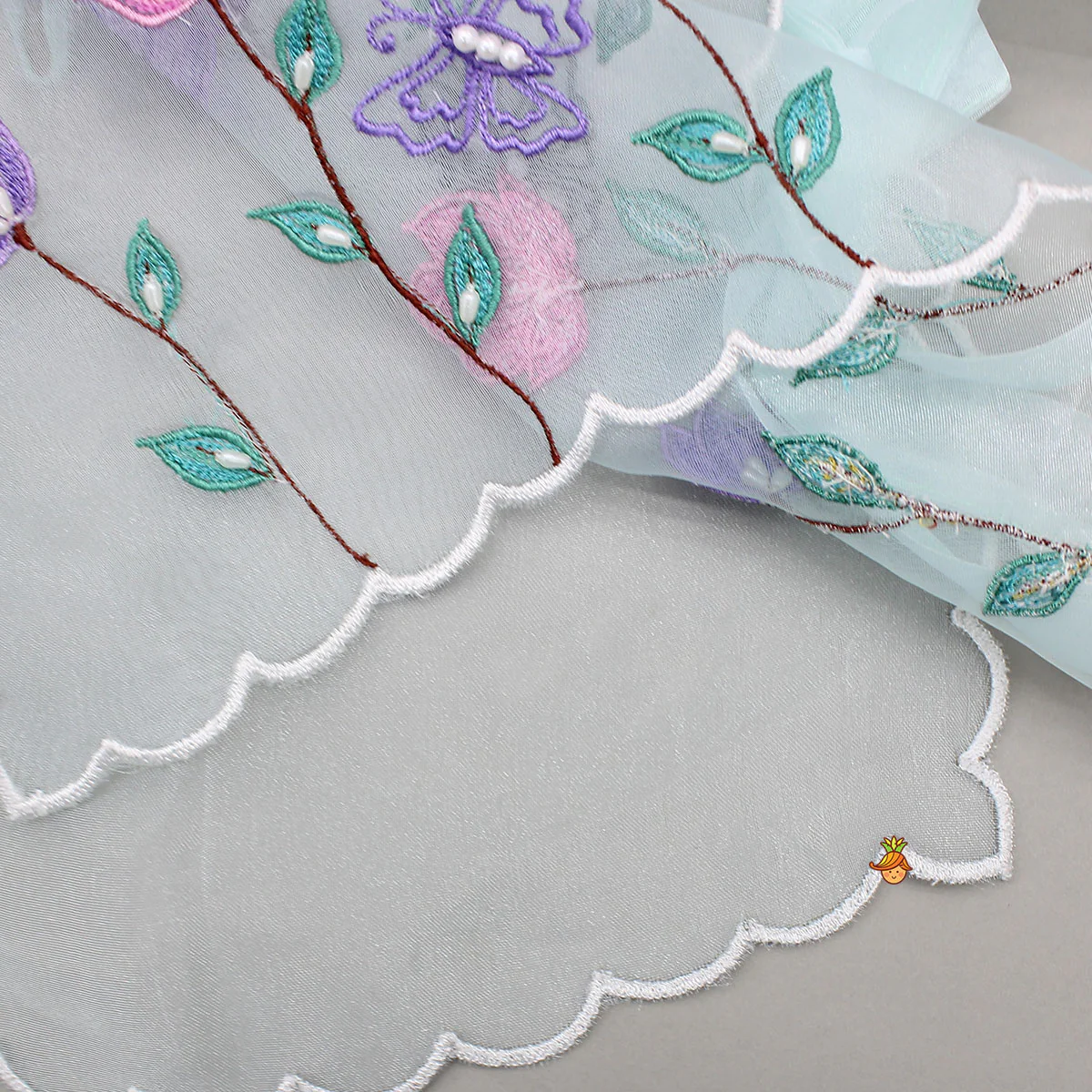Top With Beautiful Floral Embroidered Organza Cape With Palazzo - Image 8