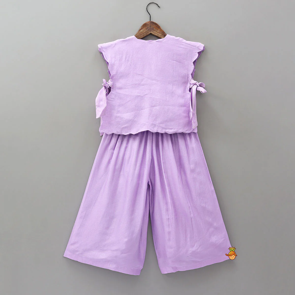 Top With Embroidered Side-Open Cape And Palazzo - Image 2
