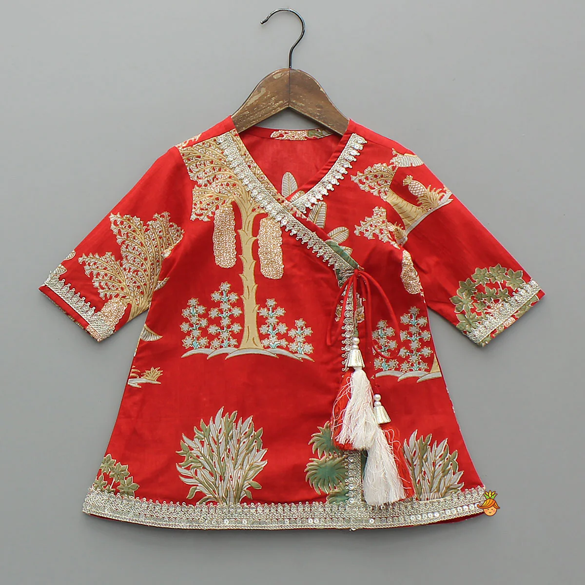 Trees Printed Graceful Kurti And Sharara With Net Dupatta - Image 4