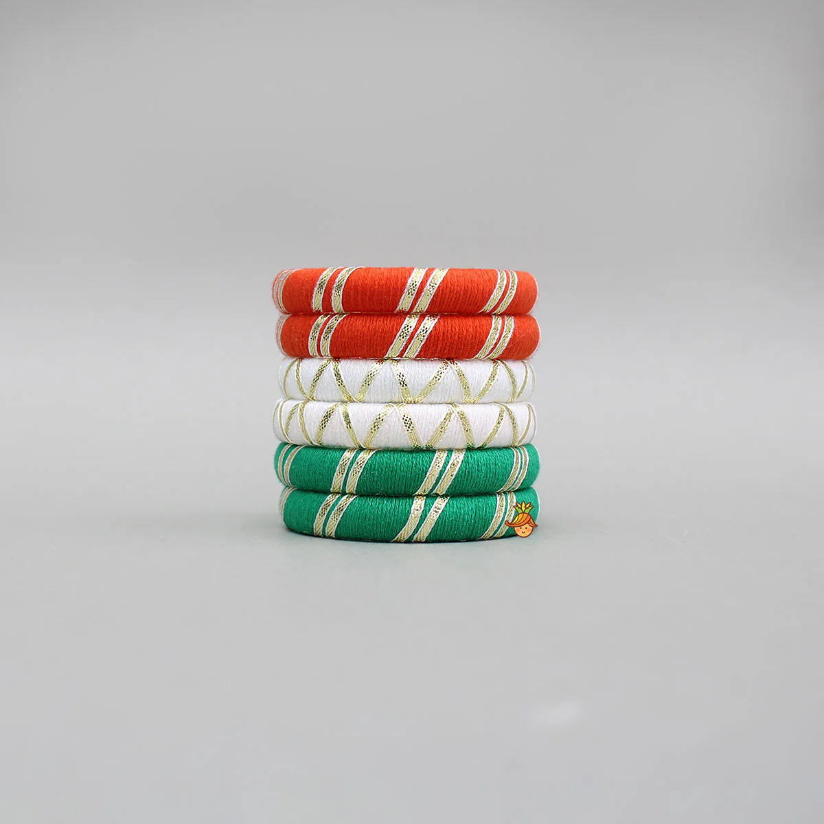 Tri Colour Thread And Lace Detailed Bangles Set