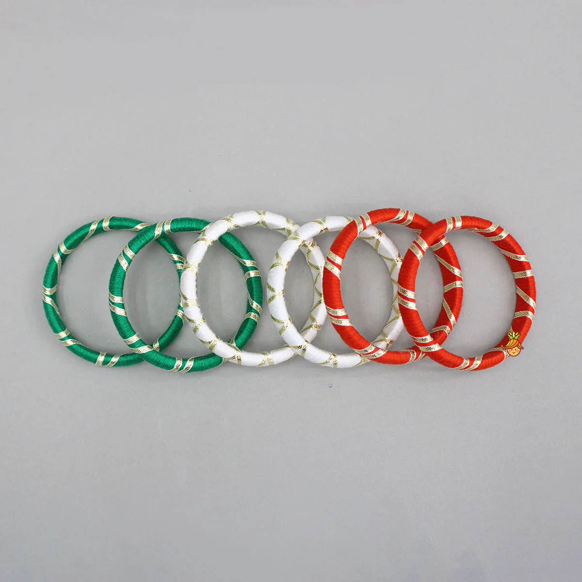 Tri Colour Thread And Lace Detailed Bangles Set - Image 3