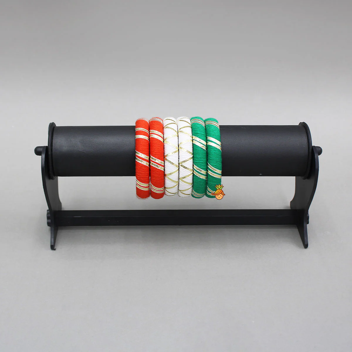 Tri Colour Thread And Lace Detailed Bangles Set - Image 4