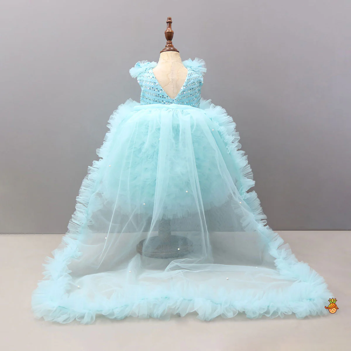 Triple Bow Adorned Trail Dress With Headband - Image 2