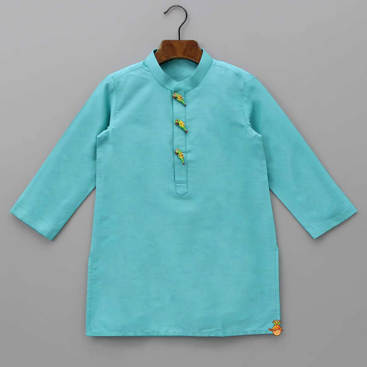 Turquoise Embellished Kurta And Churidar - Image 3