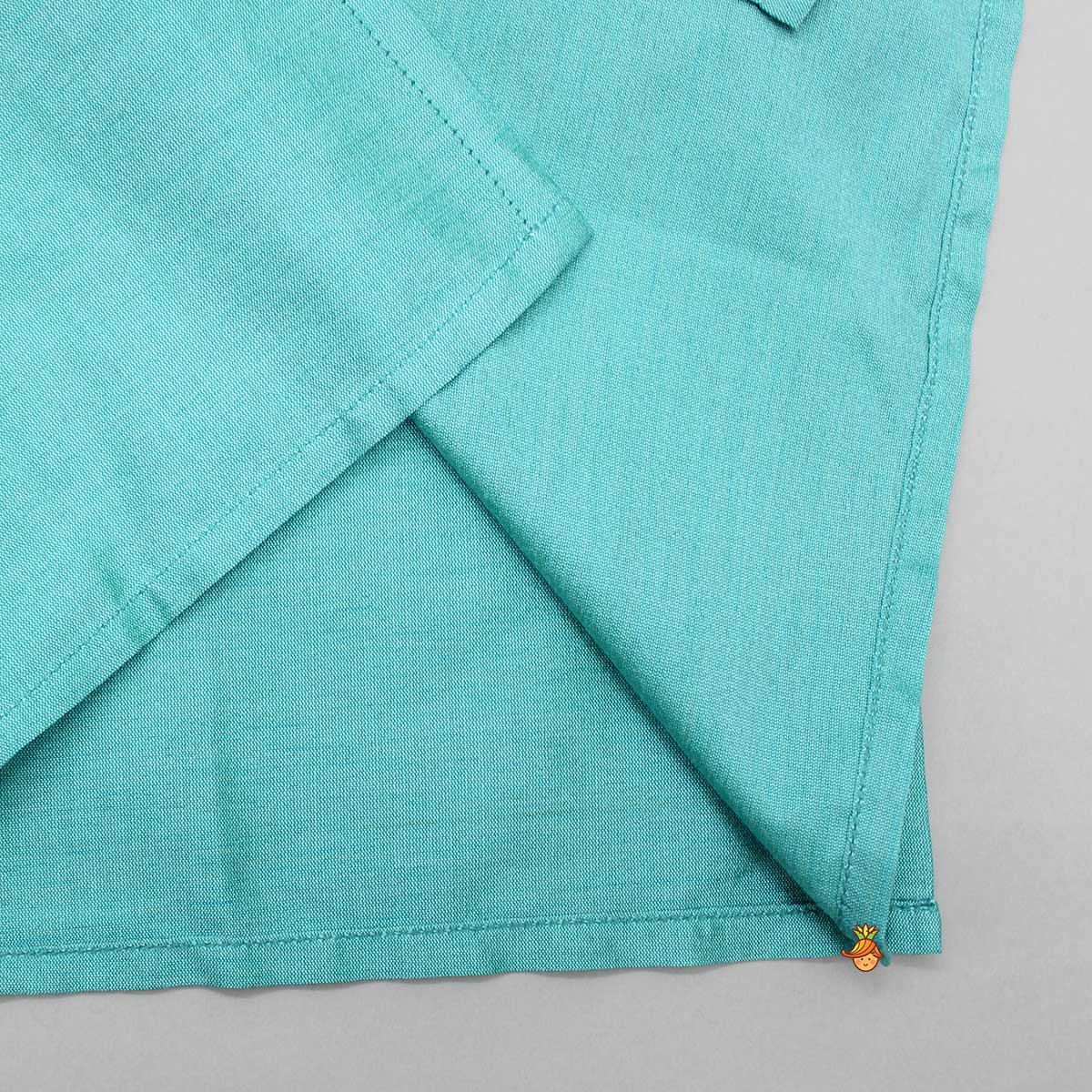 Turquoise Embellished Kurta And Churidar - Image 5