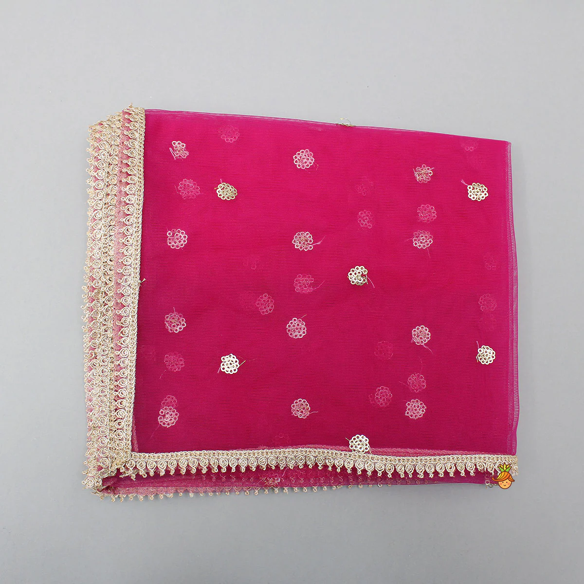 V-Neck Bandhani-Printed Pink Shimmery Top And Lehenga With Sequins Embroidered Matching Dupatta - Image 8