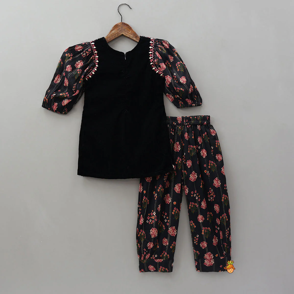 Velvet Kurti With Printed Pant - Image 2