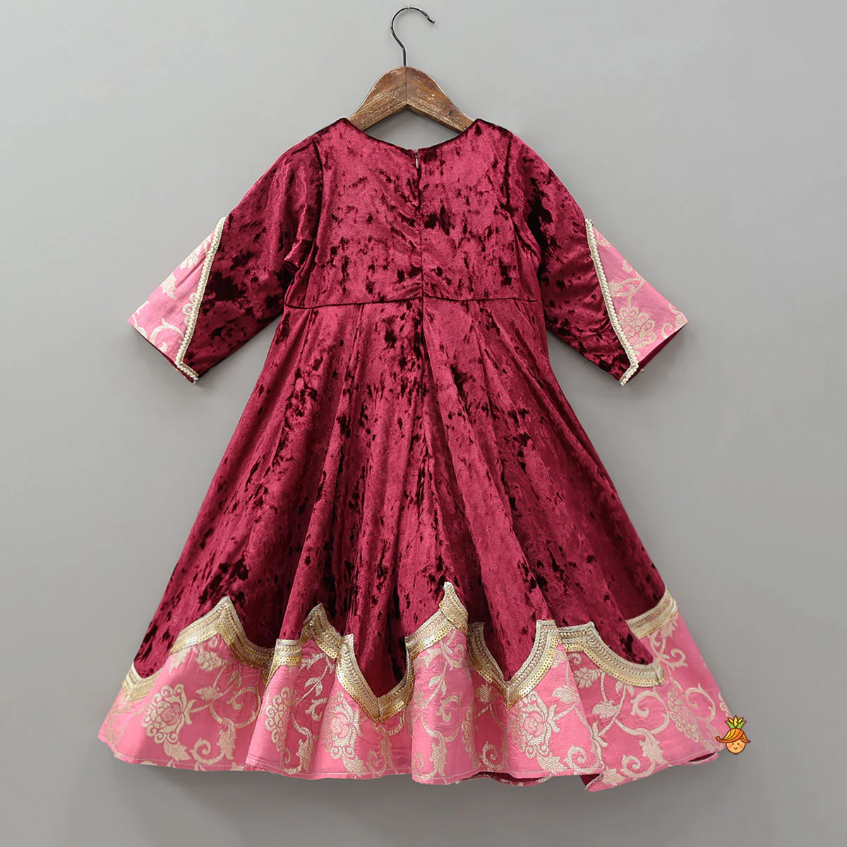 Velvet V-Neck Dual Tone Anarkali - Image 2
