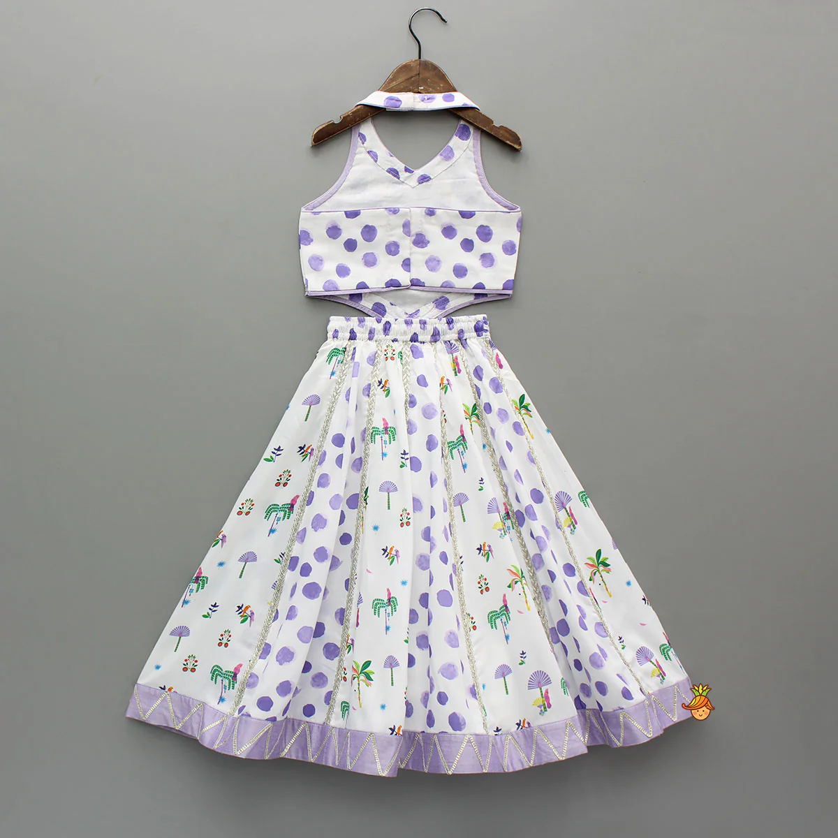 Watery Polka Dots Top With Matching Lehenga And Dupatta - Image 2