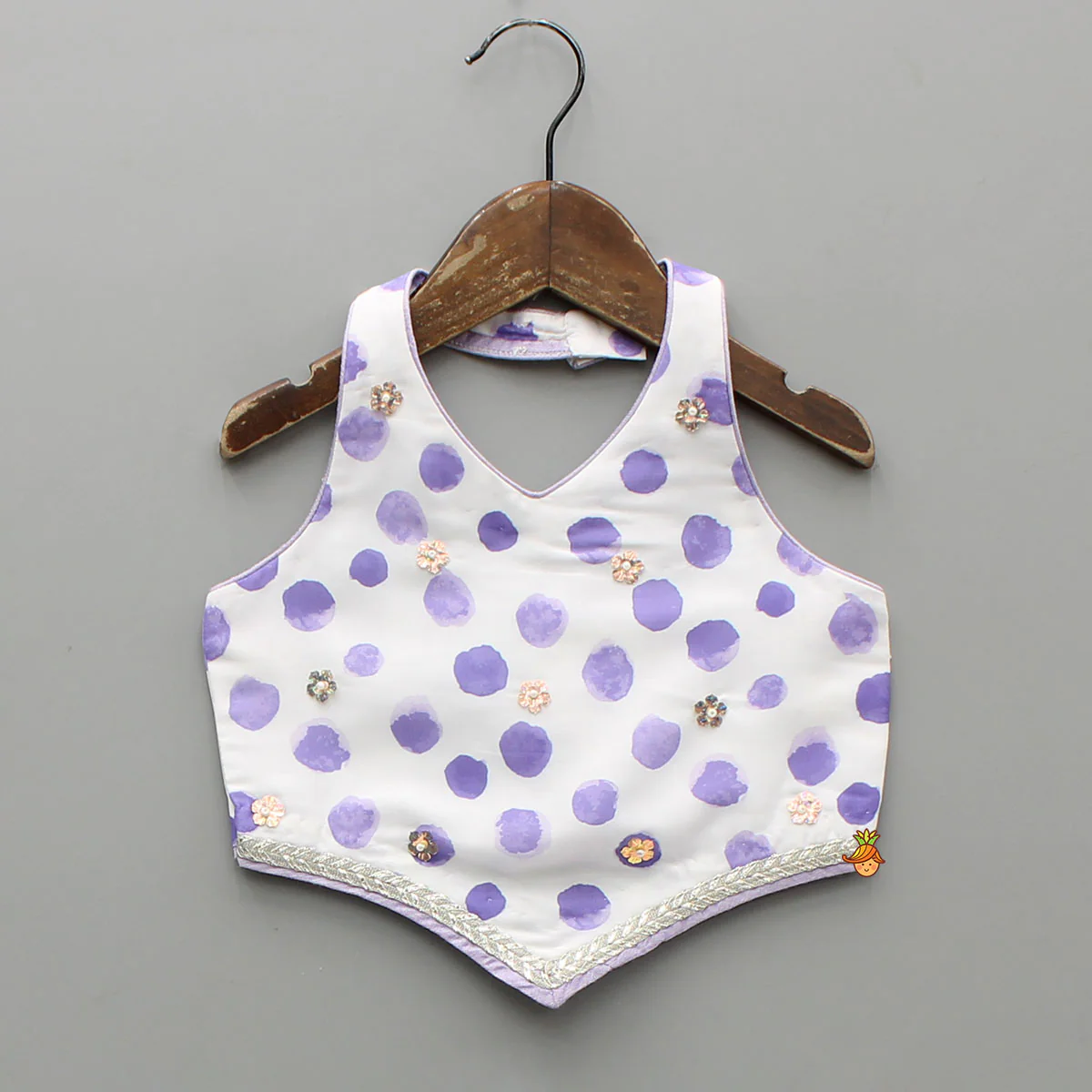 Watery Polka Dots Top With Matching Lehenga And Dupatta - Image 4