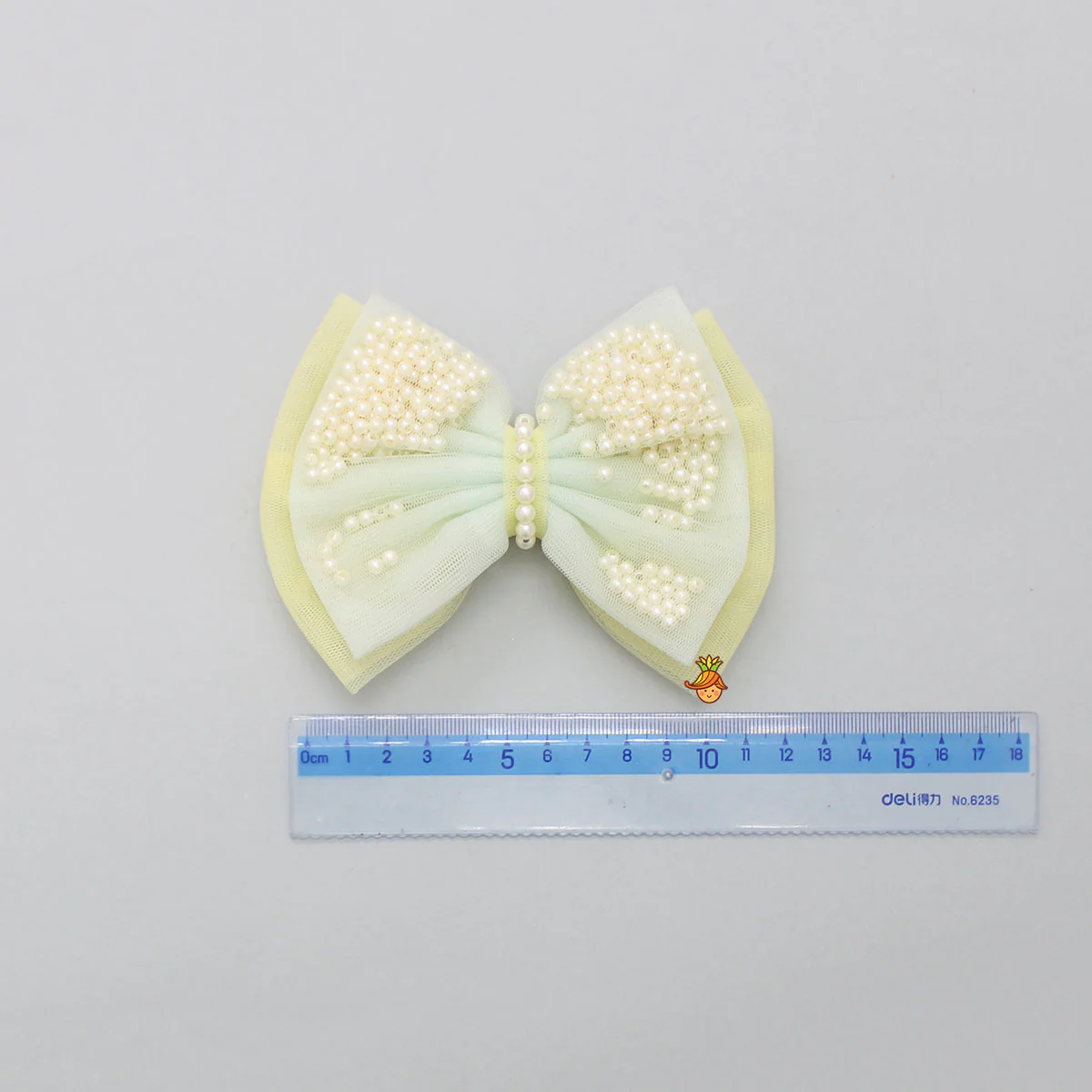 Yellow And Blue Net Dual Bowie Hair Clip - Image 3