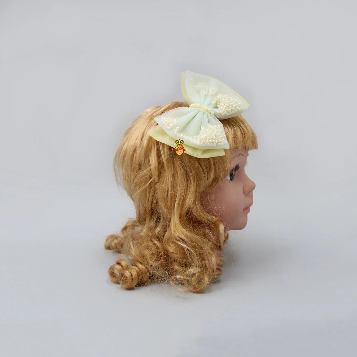 Yellow And Blue Net Dual Bowie Hair Clip - Image 4