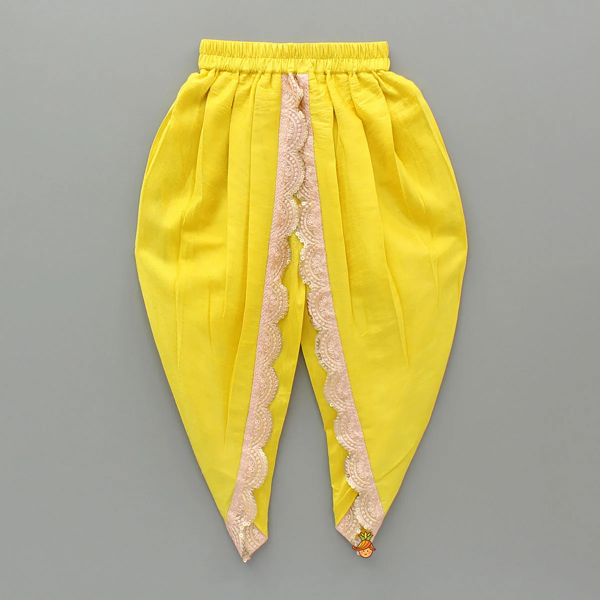Yellow Embroidered Strappy Top And Tulip Dhoti - Image 4