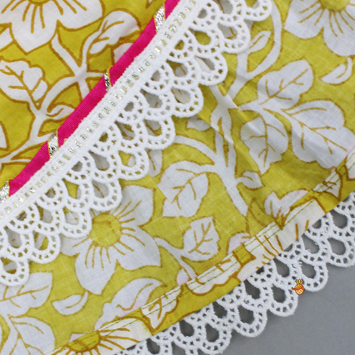 Yellow Floral Printed Top And Tiered Sharara - Image 5