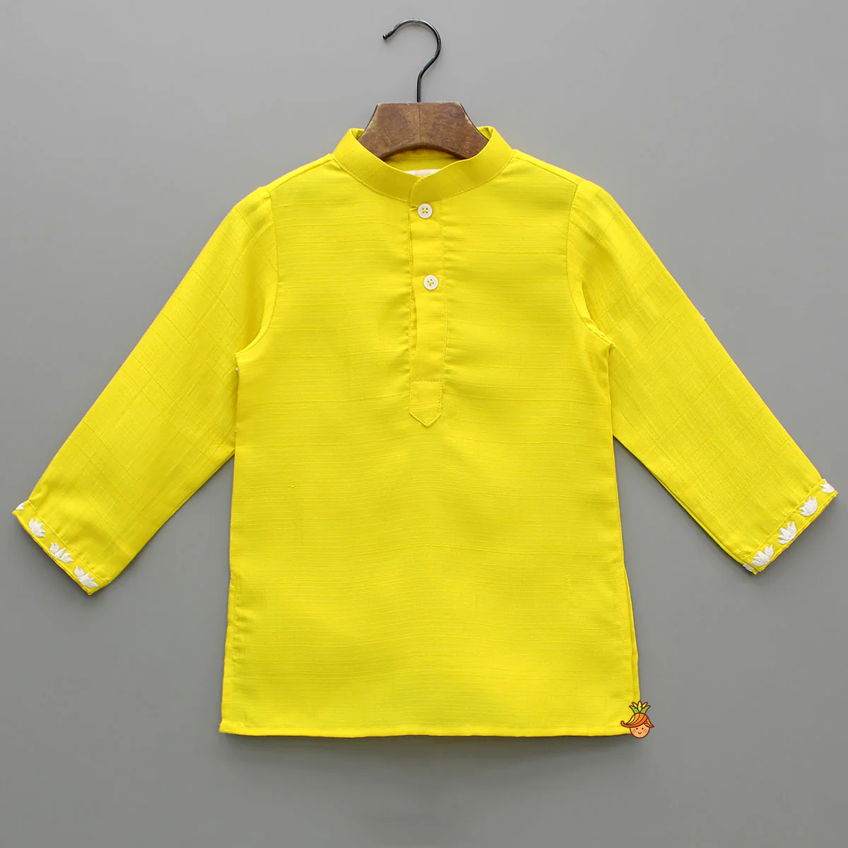 Yellow Ganpati Embroidered Jacket With Matching Kurta And Pyjama - Image 4
