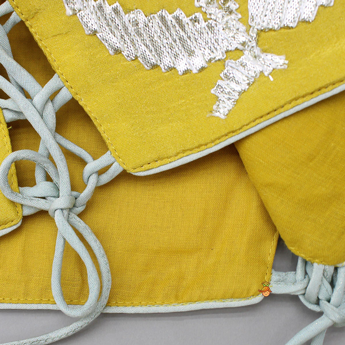 Yellow Gota Lace Embroidered Top And Colour Blocked Multicolour Lehenga - Image 5