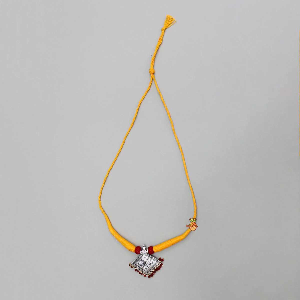Yellow Necklace With Beautiful Embellished Pendant - Image 3