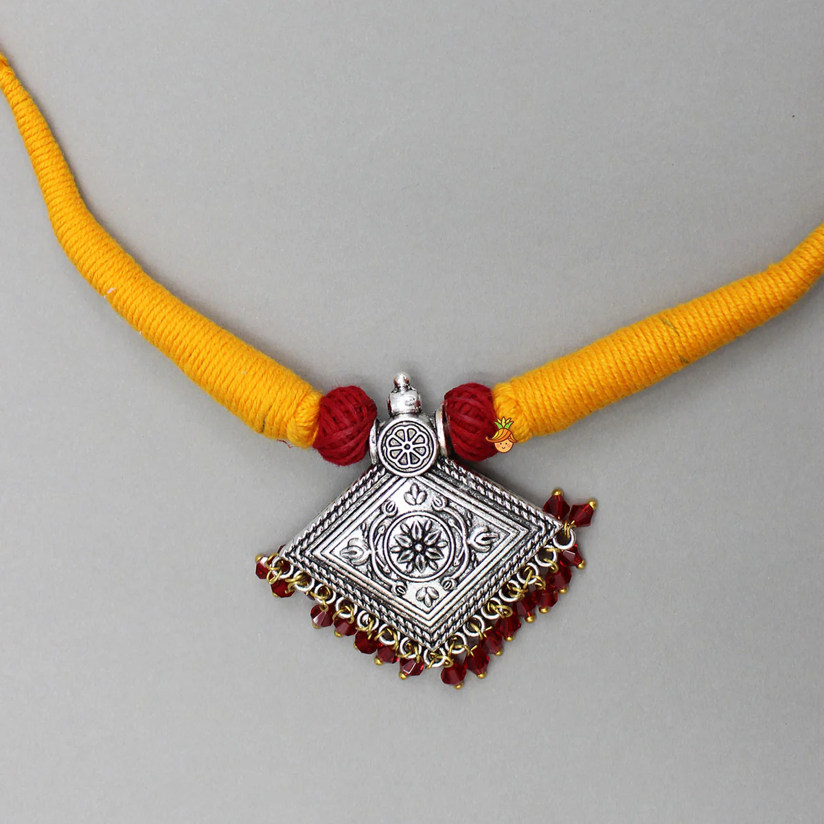 Yellow Necklace With Beautiful Embellished Pendant - Image 4