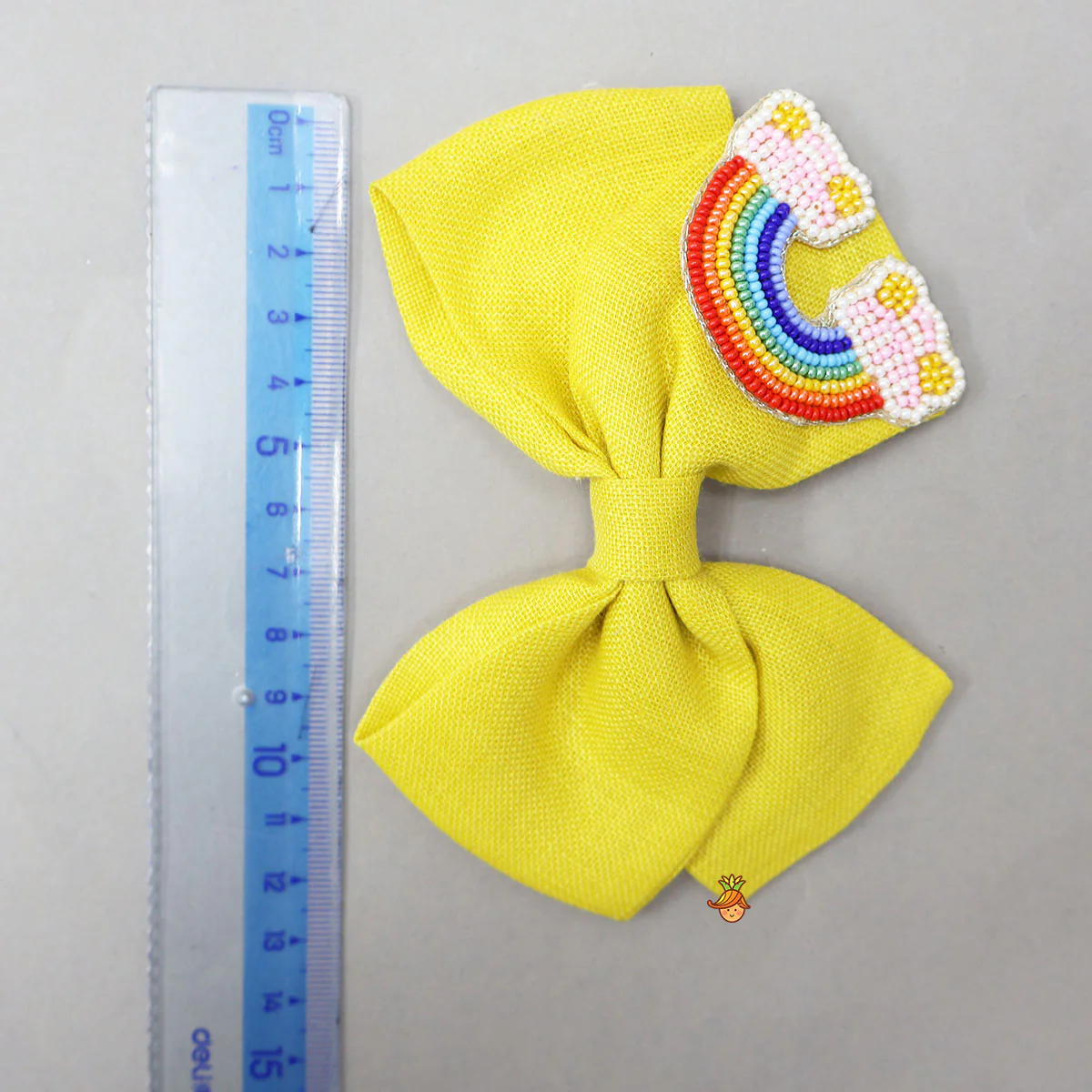 Yellow Rainbow Embroidered Bowie Hair Clip - Image 5