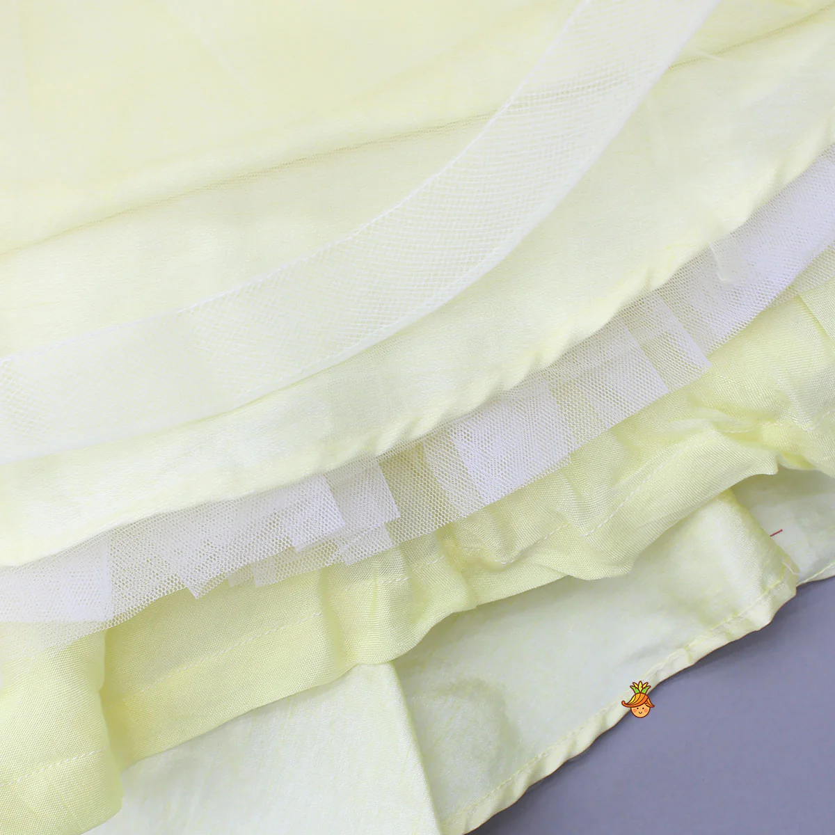 Yellow Ruffled Net Dress With Stylish Sleeves - Image 4