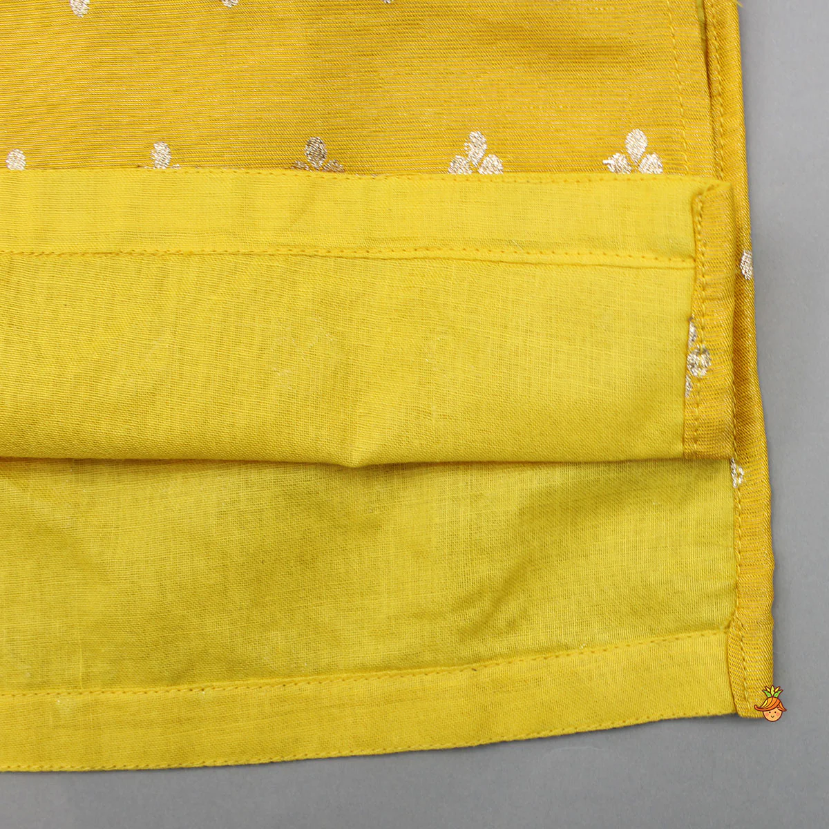 Yellow Sheen Brocade Silk Kurta With Pyjama - Image 5