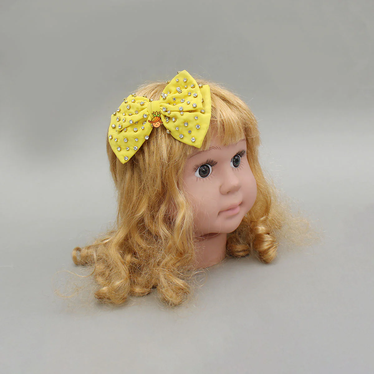 Yellow Studded Double Bow Hair Clip - Image 3
