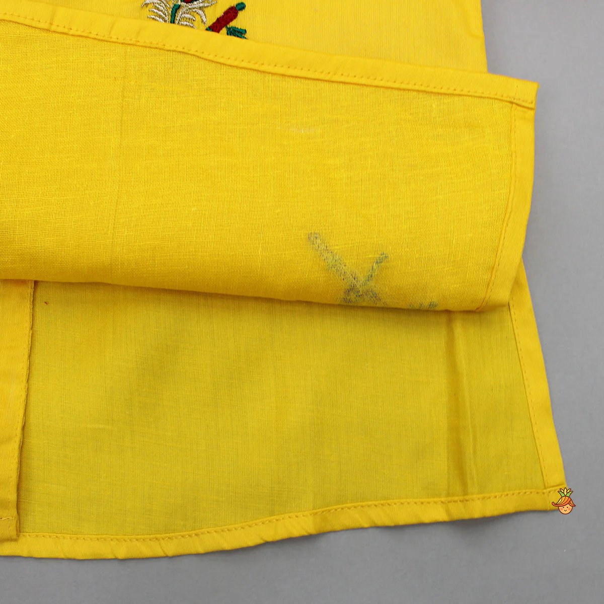 Yellow Thread Embroidered Kurta With Bandhani Print Dhoti - Image 5