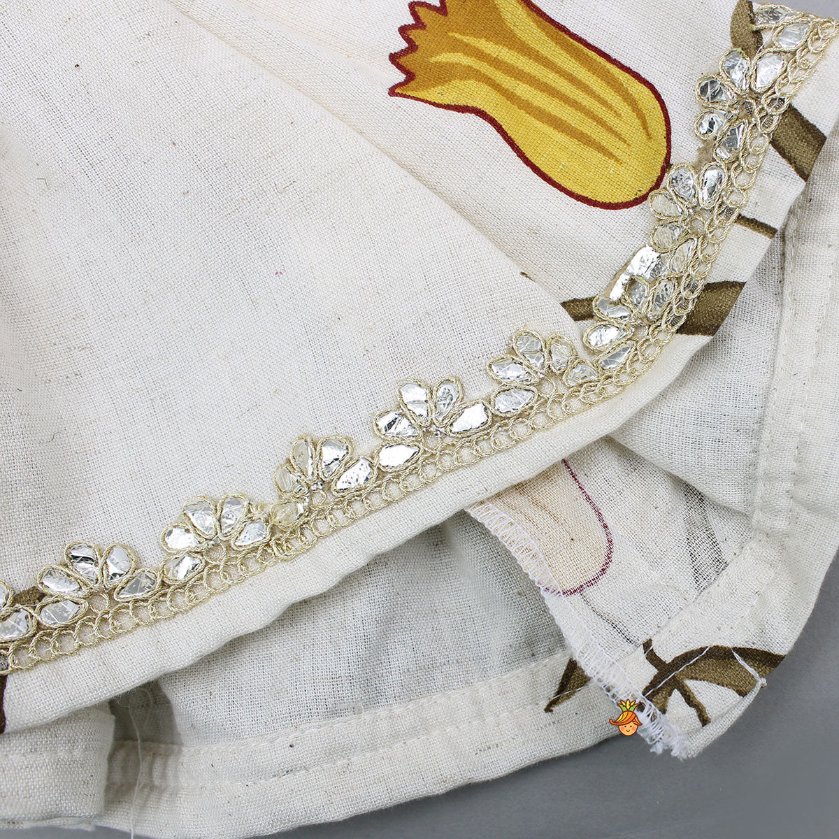Yellow Tulip Printed Strappy Off White Kurti With Printed Sharara And Dupatta - Image 6