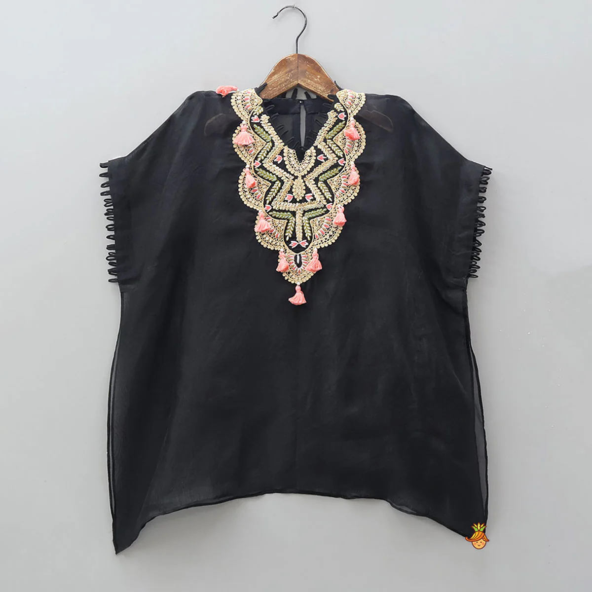 Yoke Embroidered Kaftan-Style Kurti With Inner Top And Matching Pant - Image 5