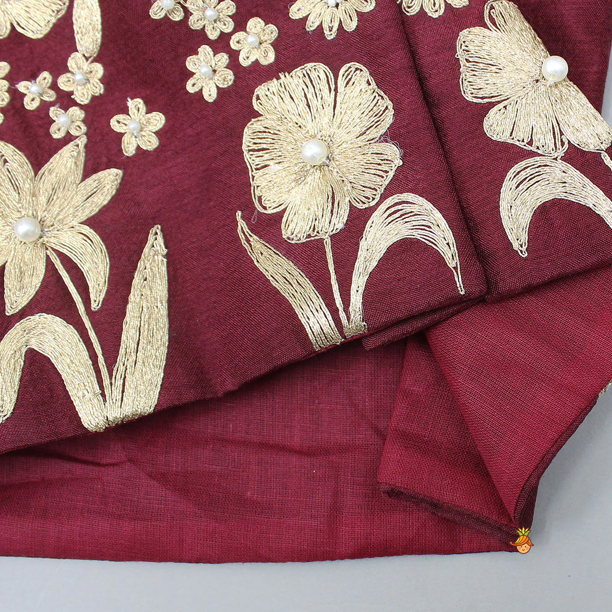 Zari Floral Embroidered Jacket-Style Top And Lehenga - Image 5