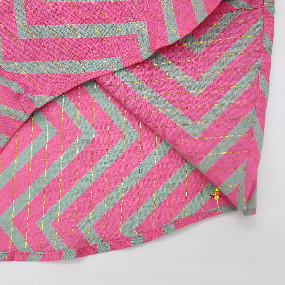 Zigzag Printed And Lurex Striped Dual Tone Shirt - Image 4